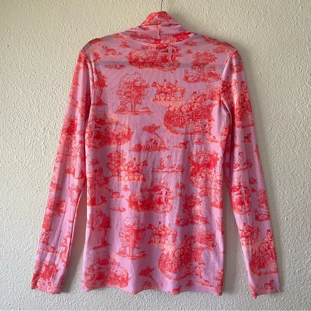 Rachel Antonoff Taffy Batter MANHUNT Lillian Pink/Red Mesh Knit Top Size Large - Picture 10 of 16